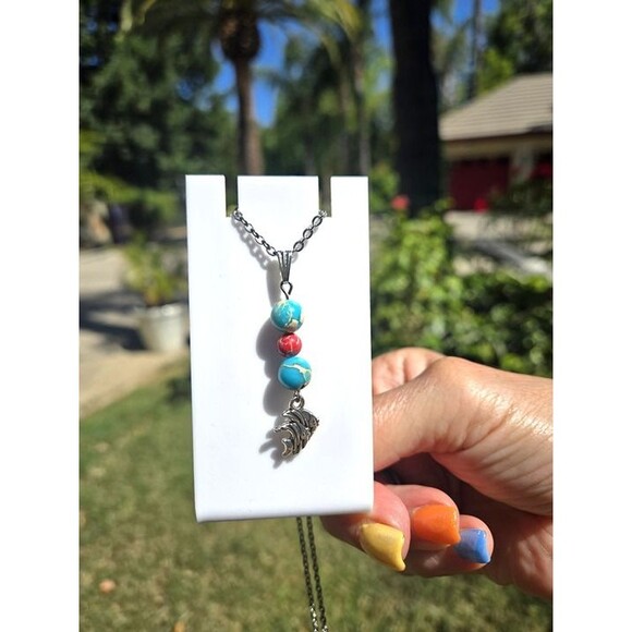 Enchanted Fish Waters Jasper Gemstone Pendant - Picture 4 of 5